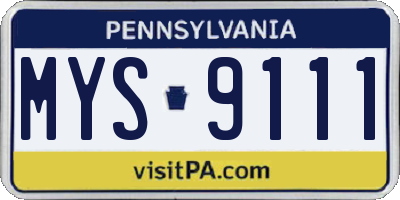 PA license plate MYS9111