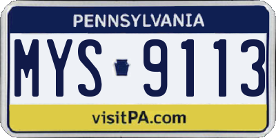 PA license plate MYS9113