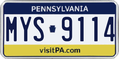 PA license plate MYS9114