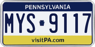 PA license plate MYS9117