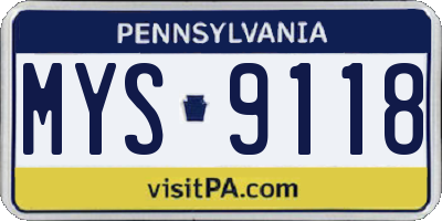 PA license plate MYS9118