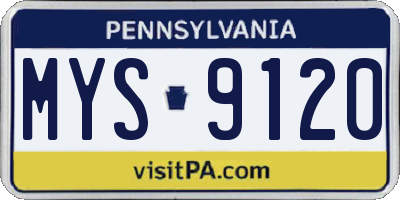 PA license plate MYS9120