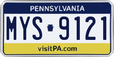 PA license plate MYS9121