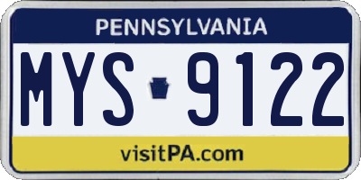 PA license plate MYS9122