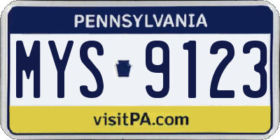 PA license plate MYS9123