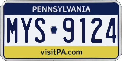 PA license plate MYS9124