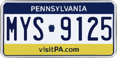 PA license plate MYS9125