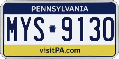 PA license plate MYS9130