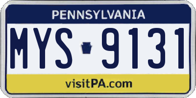 PA license plate MYS9131