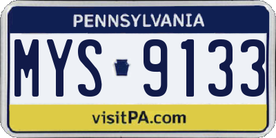 PA license plate MYS9133