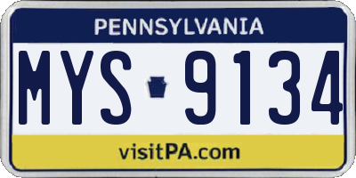 PA license plate MYS9134
