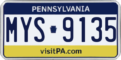 PA license plate MYS9135