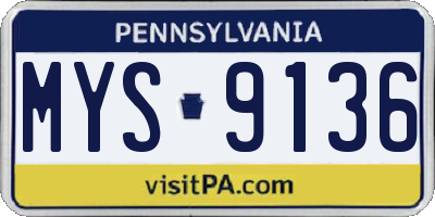 PA license plate MYS9136