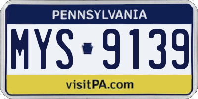PA license plate MYS9139