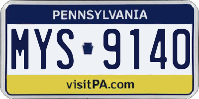 PA license plate MYS9140