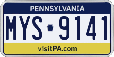 PA license plate MYS9141