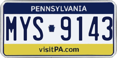 PA license plate MYS9143