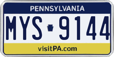 PA license plate MYS9144