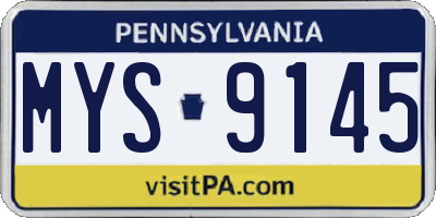 PA license plate MYS9145