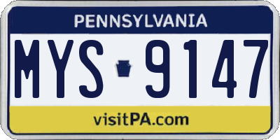 PA license plate MYS9147