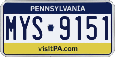 PA license plate MYS9151