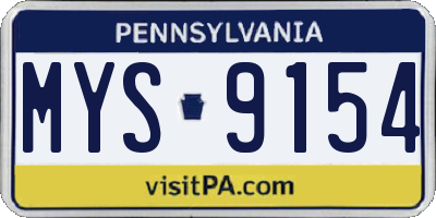 PA license plate MYS9154
