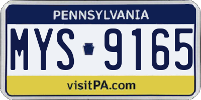 PA license plate MYS9165