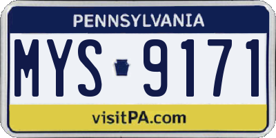 PA license plate MYS9171