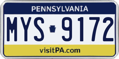 PA license plate MYS9172
