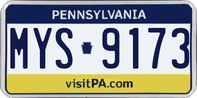 PA license plate MYS9173