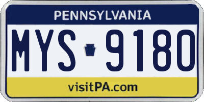 PA license plate MYS9180