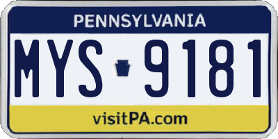 PA license plate MYS9181