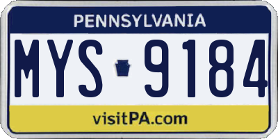 PA license plate MYS9184