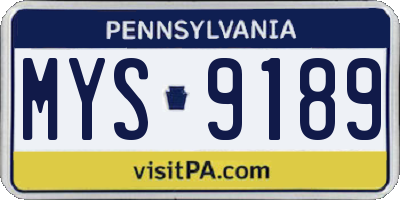 PA license plate MYS9189