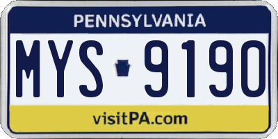 PA license plate MYS9190