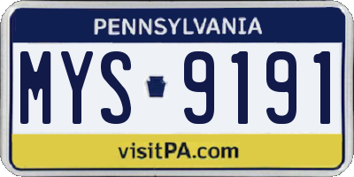 PA license plate MYS9191