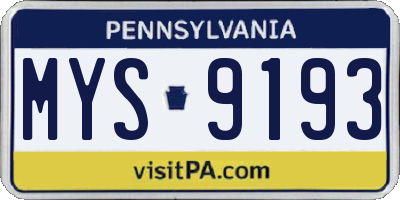 PA license plate MYS9193