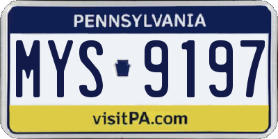 PA license plate MYS9197