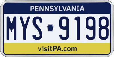 PA license plate MYS9198
