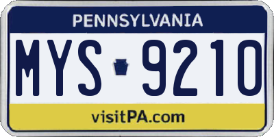 PA license plate MYS9210