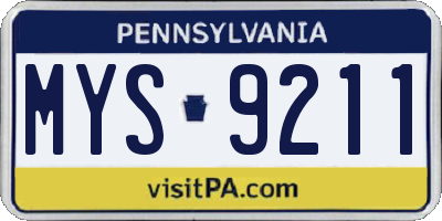 PA license plate MYS9211