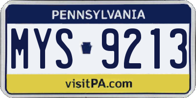PA license plate MYS9213