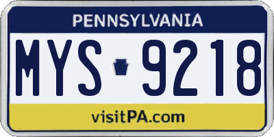 PA license plate MYS9218