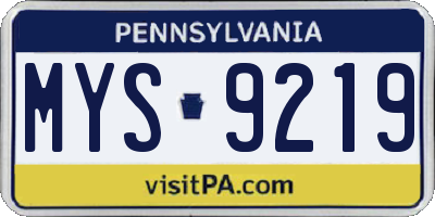 PA license plate MYS9219