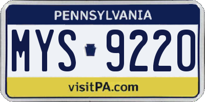 PA license plate MYS9220