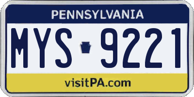 PA license plate MYS9221