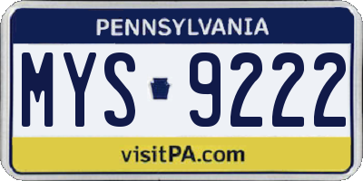 PA license plate MYS9222
