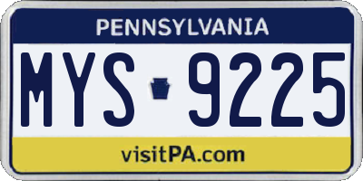 PA license plate MYS9225