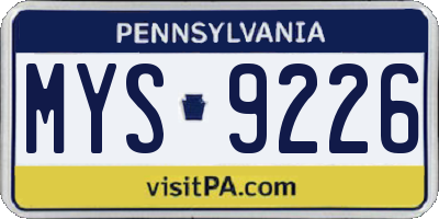 PA license plate MYS9226