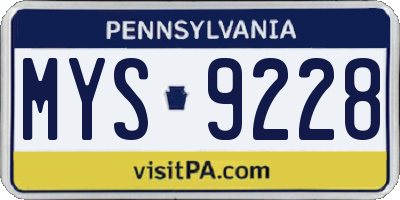PA license plate MYS9228